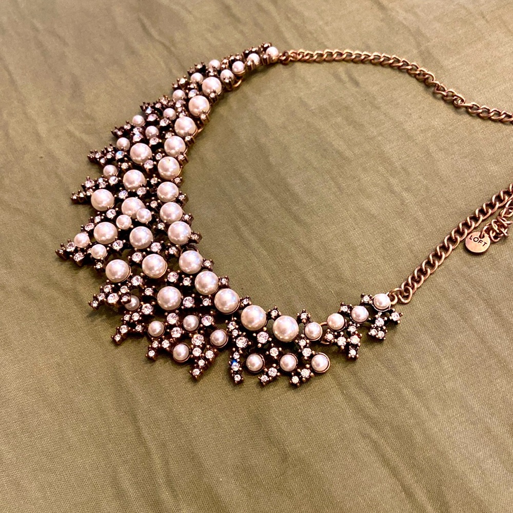 Pearl and rhinestone collar necklace - Picture 6 of 6